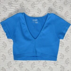Garage Women's Blue V-Neck Crop Top